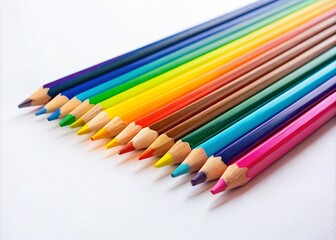 Fototapeta premium Colored pencils isolated on a white background. Studio shot.