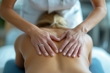 Fototapeta na wymiar Woman Receiving Back Massage at Spa
