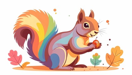 Squirrel Flat Vector Groovy Lo Fi Isolated On A Upscaled 5