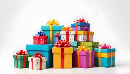 Stack Of Colorful Gift Boxes Presents Celebratio