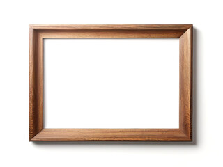 Wooden picture frame isolated on white background.