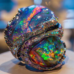 Generative AI: amazing opal jewellery with bright colors