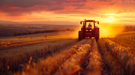 Farming at Sunset Cultivating the Land at Dusk