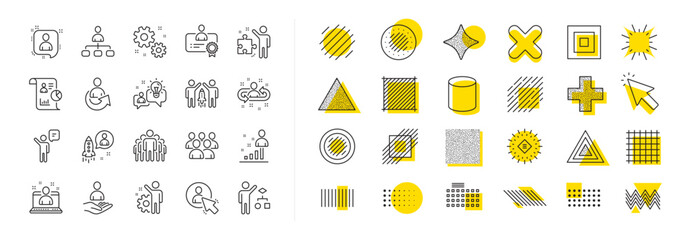 Set of Business audit, Startup strategy and Employee icons. Design shape elements. Management line icons. Business strategy, Startup and Teamwork. Vector