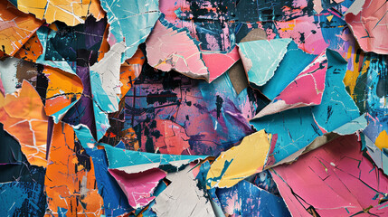 Eclectic Harmony: Torn Paper Collage Composition