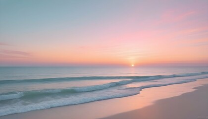 Fototapeta na wymiar Soft Pastel Colored Sunset Over A Calm Ocean Tra Upscaled 4