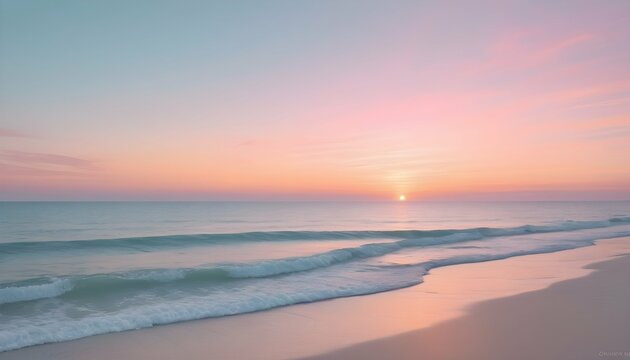 Soft Pastel Colored Sunset Over A Calm Ocean Tra Upscaled 3
