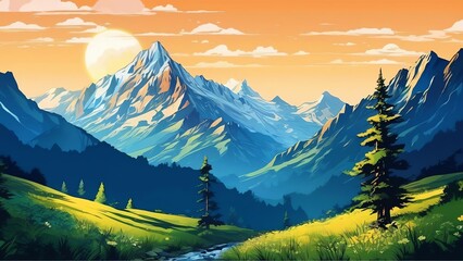 beautiful mountain artwork generated by AI