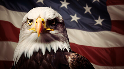 american bald eagle,an eagle in front of the united states flag, representative bird of the united states.