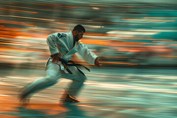 Man in White Kimono Running