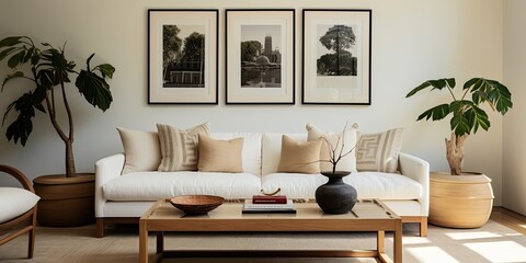 Personal Touches: Interior Design Featuring Photoframes Adorning the Walls and a Cozy Couch, Creating a Warm and Inviting Living Space 