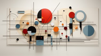 Obraz premium Modernist Geometric Composition with Intersecting Planes and Bold Colors