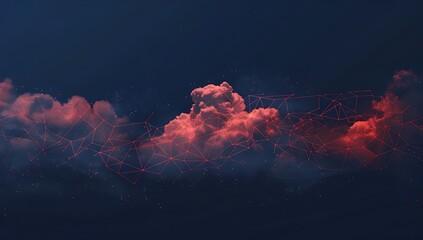 Cloud computing: Cloud computing, Cybersecurity, Things IOT, Network & Security and Global inter-connected network concepts. 3D rendering. conceptual illustration - Generative AI - obrazy, fototapety, plakaty