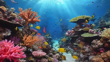 Obraz na płótnie Canvas Scenic Photorealistic Vibrant Underwater Coral R