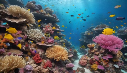 Naklejka na ściany i meble Scenic Photorealistic Vibrant Underwater Coral R Upscaled 4