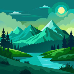 Vector Beautiful Mountain Illustration