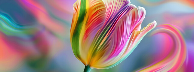 Colorful Tulip Abstract in Pastel Swirls
