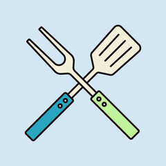 Big fork and spatula vector icon