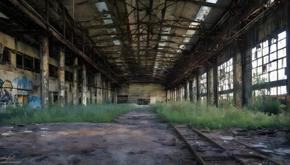 Fototapeta na wymiar Poignant Depiction Of An Abandoned Industrial Fact Upscaled 3