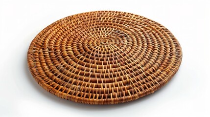 Fototapeta na wymiar Round Wicker Basket on White Surface