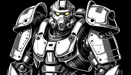Power Armor T Shirt Design Graphic Vector Cont Upscaled 2