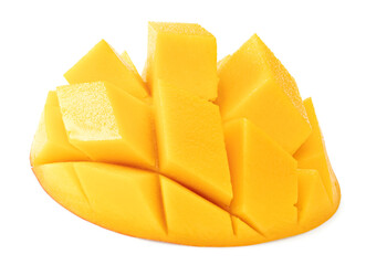 sliced mango isolated on white background. clipping path