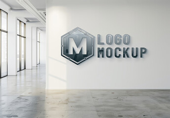 Logo Mockup On Empty Office Wall. Generative Ai