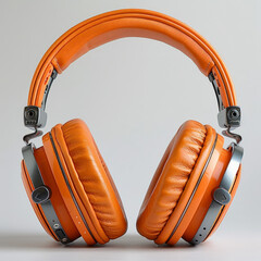 Bright Orange DJ Headphones and a Cardioid Mic - obrazy, fototapety, plakaty