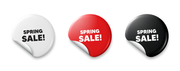 Spring Sale tag. Price tag sticker with offer message. Special offer price sign. Advertising Discounts symbol. Sticker tag banners. Discount label badge. Vector