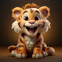 Tiger cartoon character. Funny animal 3d illustration