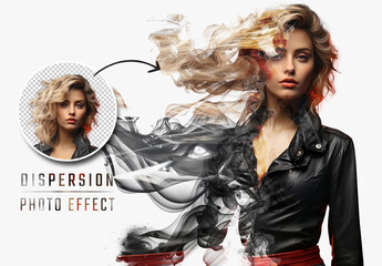 Dispersion Smoke Photo Effect Mockup. Generative Ai - obrazy, fototapety, plakaty