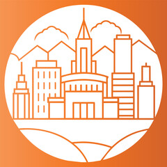 Obraz premium Modern cityscape continuous one line vector drawing. 