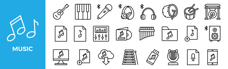 Music icon set for design elements