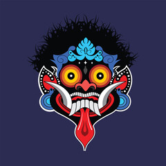 Traditional Balinese barong mask vector design - 01