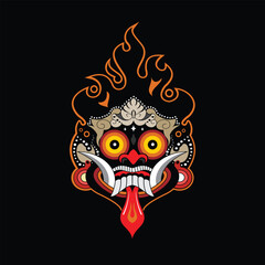 Traditional Balinese barong mask vector design - 04