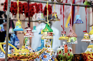 Souvenir bells at the market