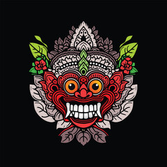 Traditional Balinese barong mask vector design - 13
