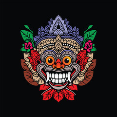 Obraz premium Traditional Balinese barong mask vector design - 10