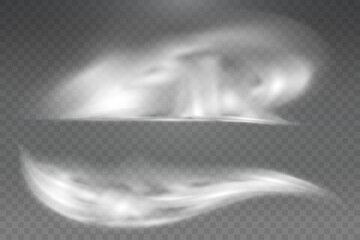 This is a vector set of realistic powder or mist sprays, aerosol trails and bursting vapour splashes. Festive wind, Christmas spotted, cold air. Smoke from car wheels, smoke from explosions.