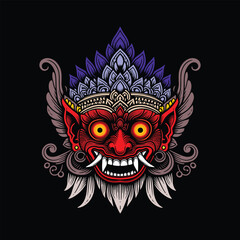 Traditional Balinese barong mask vector design - 14