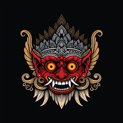 Traditional Balinese barong mask vector design - 15