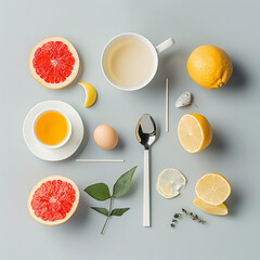 Healthy Citrus and Tea Still Life, Generative AI