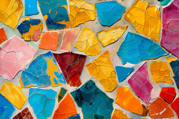 A close-up of an abstract background inspired by the rich colors and textures of Spanish mosaics.