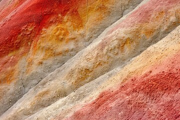 Painted Hills Detail: Abstract and Colorful Hills in John Day Fossil Beds National Monument, Oregon, USA. A Red Adventure in America's Park