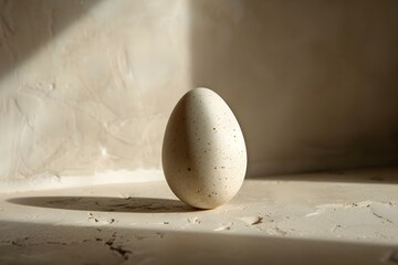Chicken egg with light and shadow. Concept Light and shadow play on a chicken egg