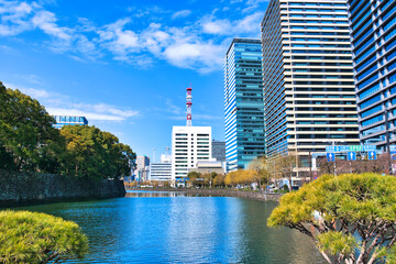 TOKYO, JAPAN - MARCH 08, 2024: Tokyo Imperial palace in Chiyoda district. This was on a sunny...