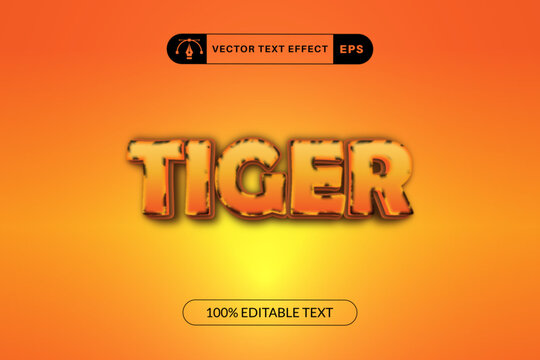 Editable tiger text effect cartoon font style
