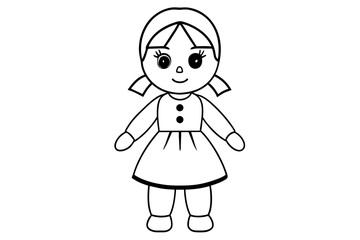 baby doll line art and vector illustration 
