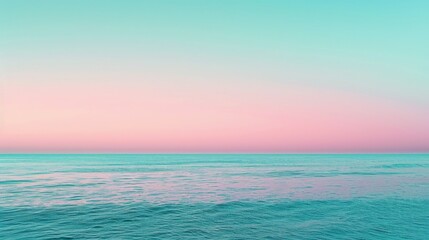 Minimalist pastel pink and blue stretch over serene ocean horizon. Peaceful blend of hues in minimalist seascape abstract. Pastel horizon over tranquil ocean for calming abstract art.