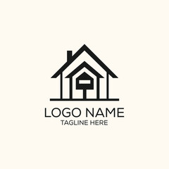 Simple minimalist real estate construction property corporate logo or icon
